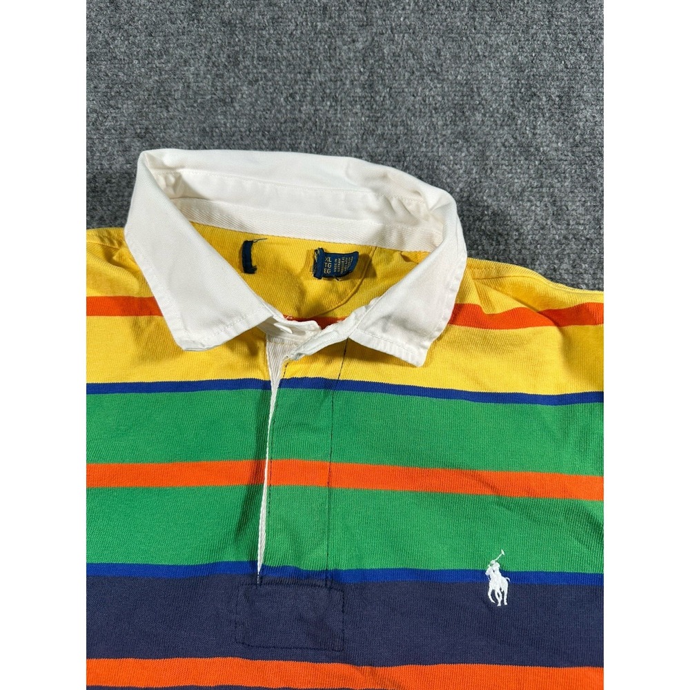 Polo Ralph Lauren The Iconic Rugby Shirt Long Sleeve Men's Sz M Yellowfin Multi - Picture 3 of 9
